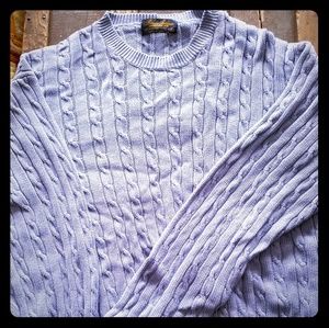 Brooks Brothers cable knit sweater light blue Lrg